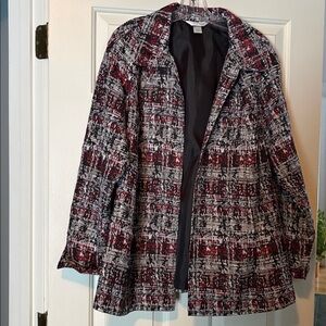 CJ Banks Red and Black Plaid Blazer